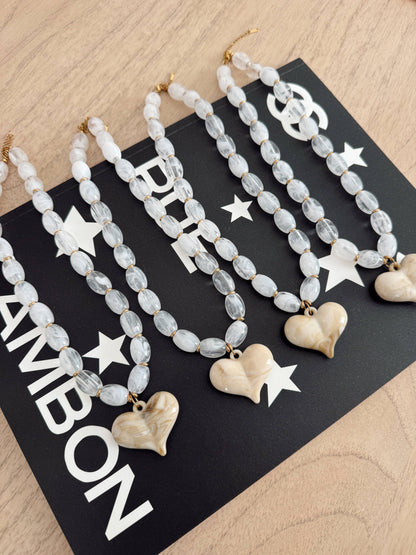 White Heart Necklace