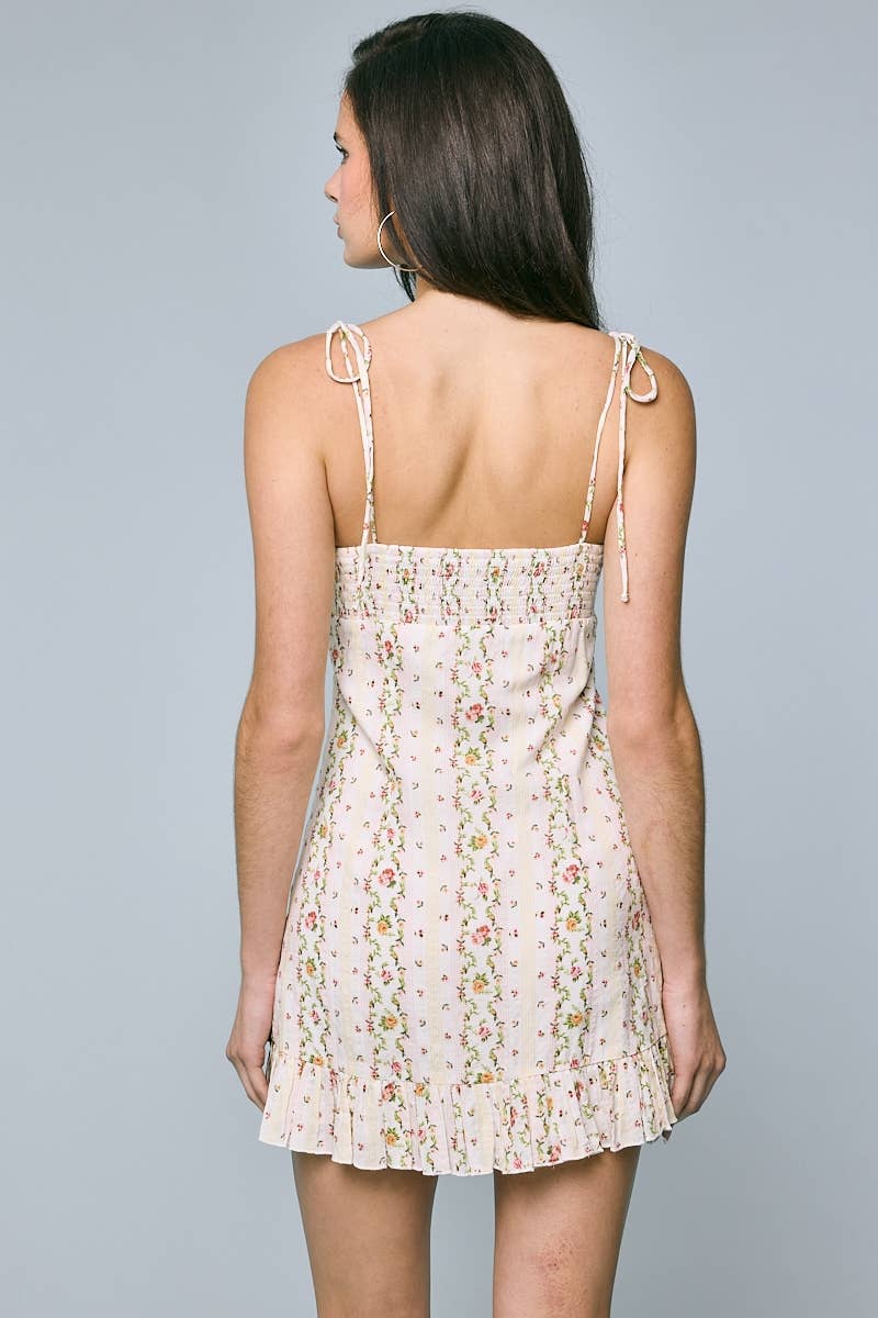Stripped Floral Mini Dress