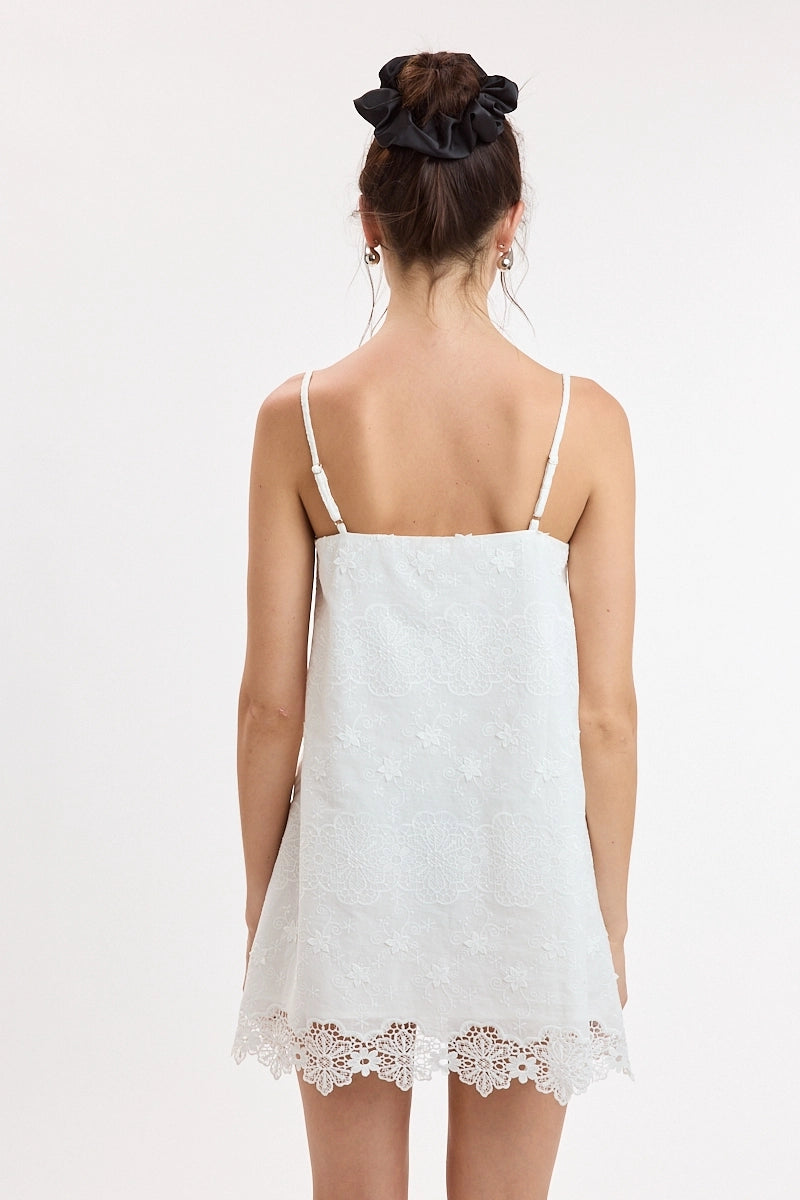 Square Neck White Mini Dress