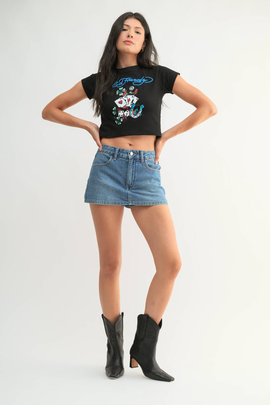 Ultra Mini Denim Skort