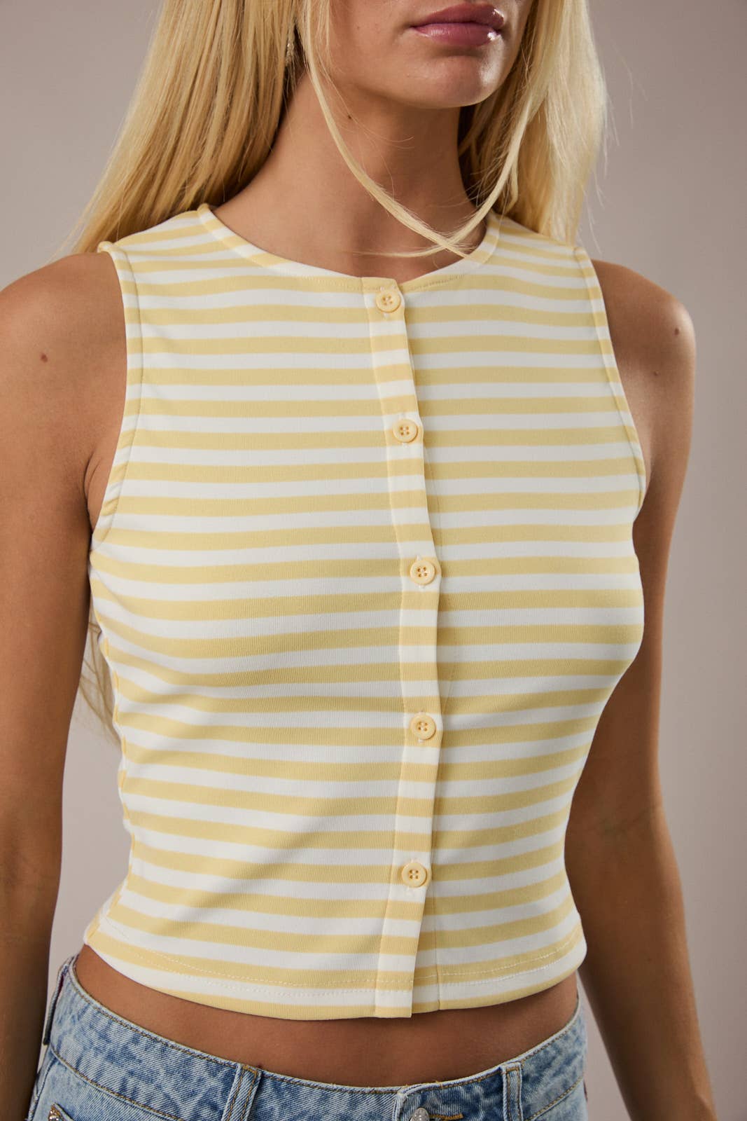 High Neck Butter Stripe Tank