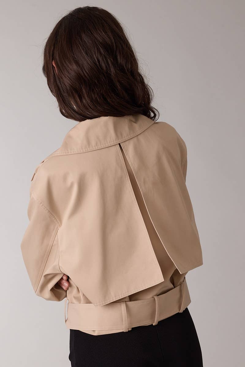 Beige Crop Trench Coat