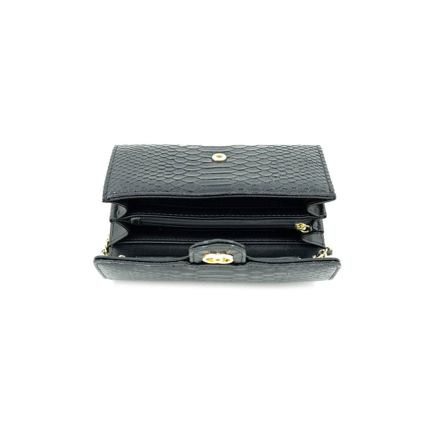 Black Croc Flap Crossbody