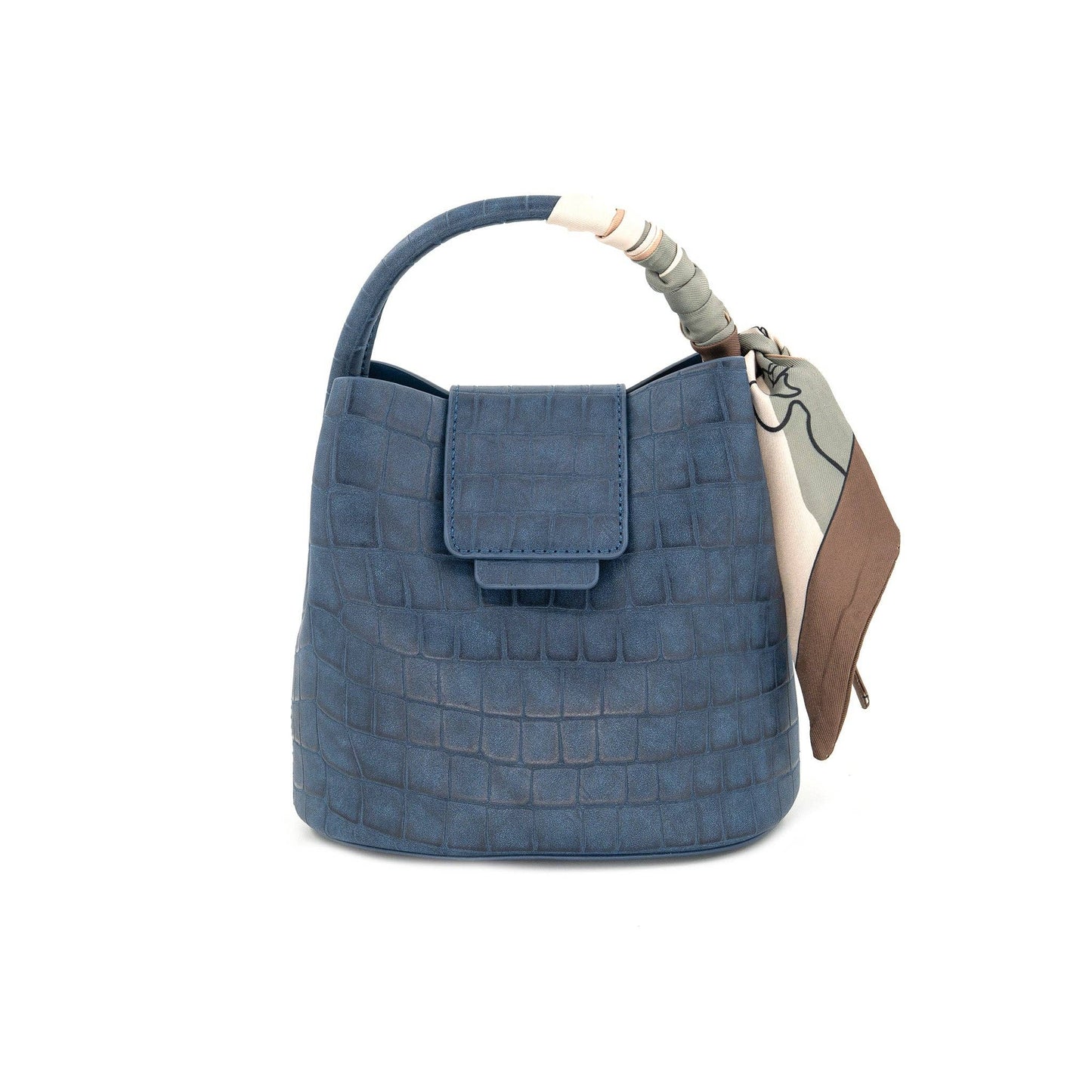 Blue Croc Bucket Bag