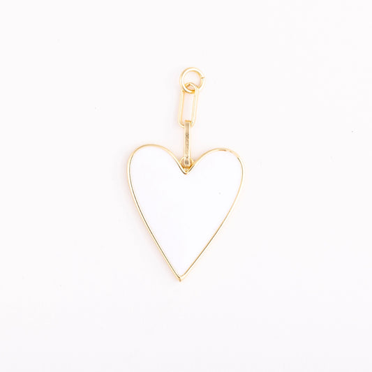 White Enamel Heart Charm