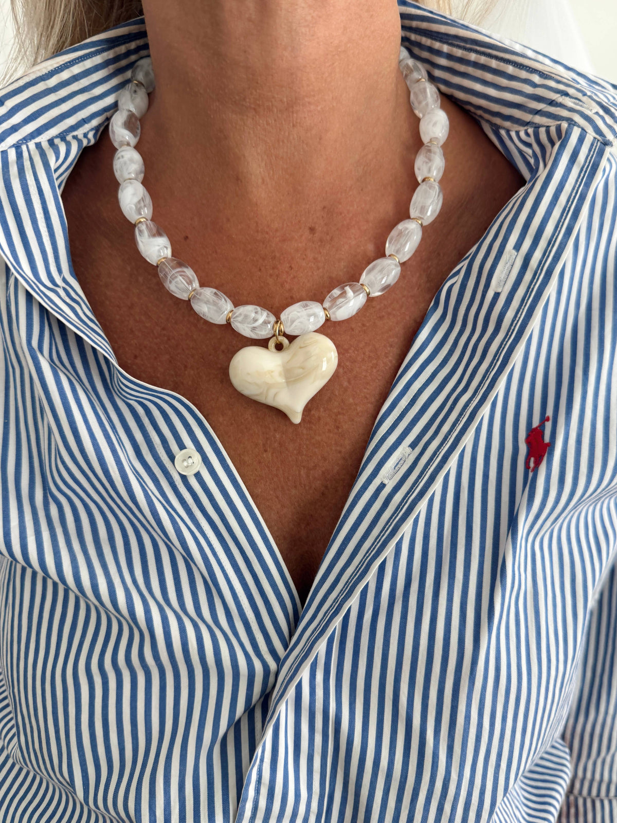 White Heart Necklace