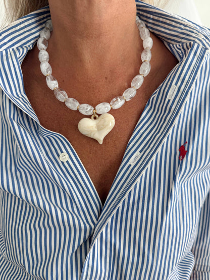 White Heart Necklace