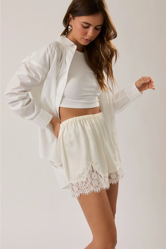 Ivory Lace Shorts