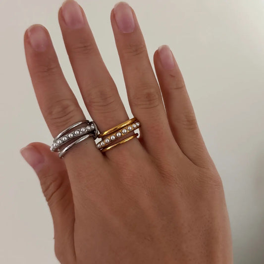 Gold Pearl Stack Ring