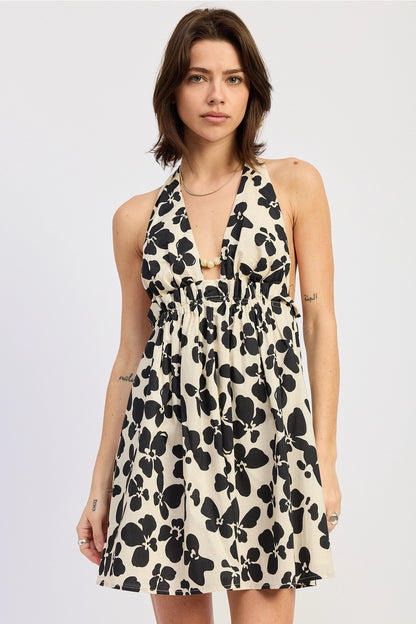 Spotted Halter Mini Dress