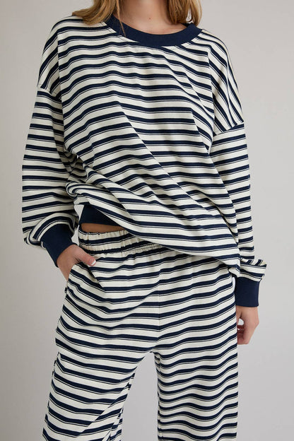 Navy & Cream Sweat Set