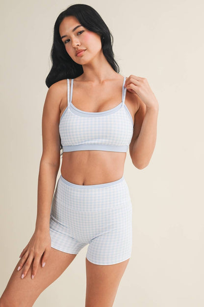 Blue Gingham Double Layer Peek Set