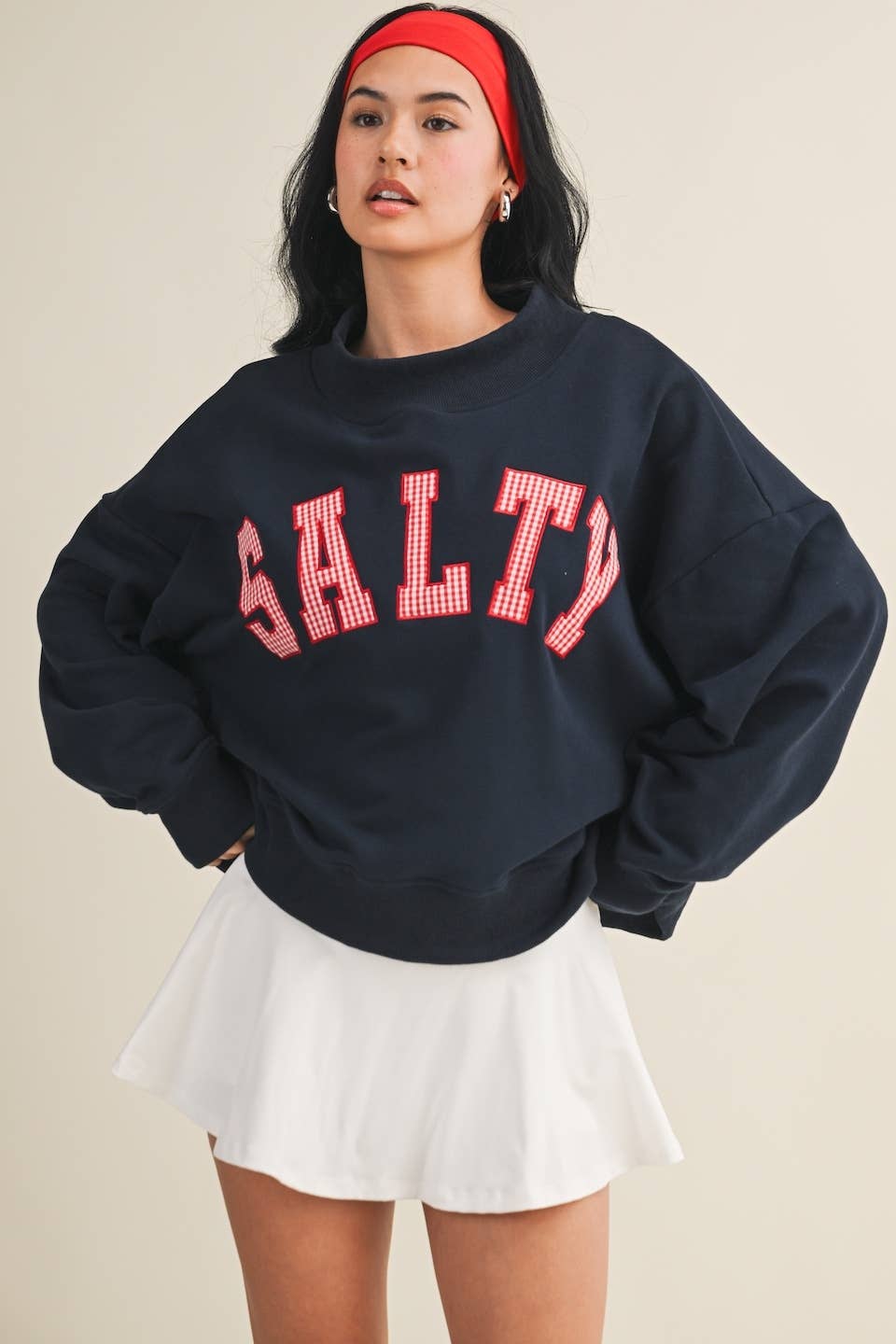 Navy Salty Mock Neck