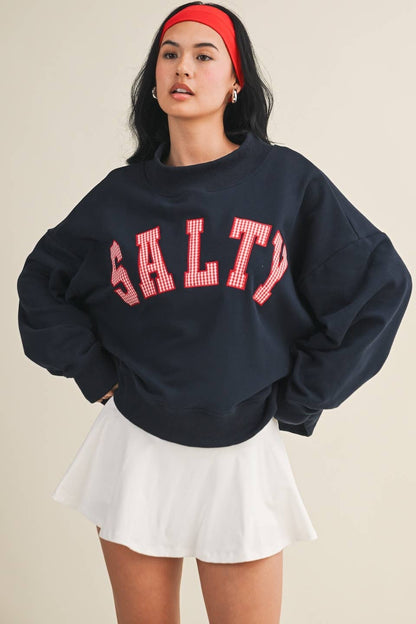 Navy Salty Mock Neck