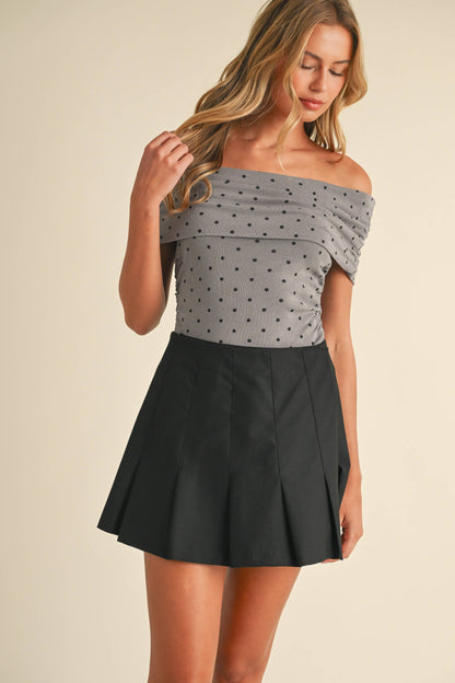 Off Shoulder Winter Polka Dot Top
