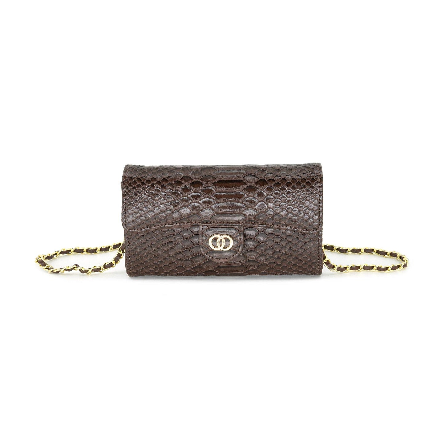 Brown Croc Flap Crossbody