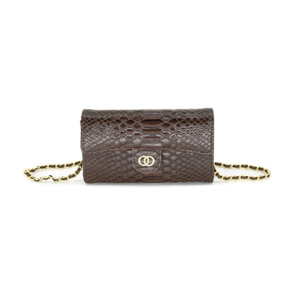 Brown Croc Flap Crossbody
