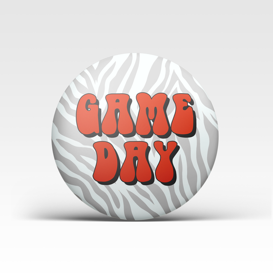 Grey Zebra Game Day Button