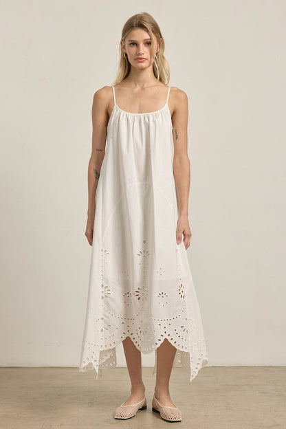 Riviera Eyelet Midi- White