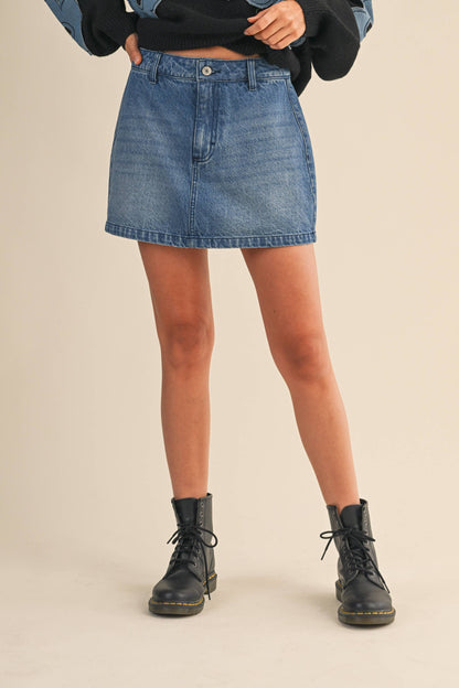 Mini Barrel Denim Skirt