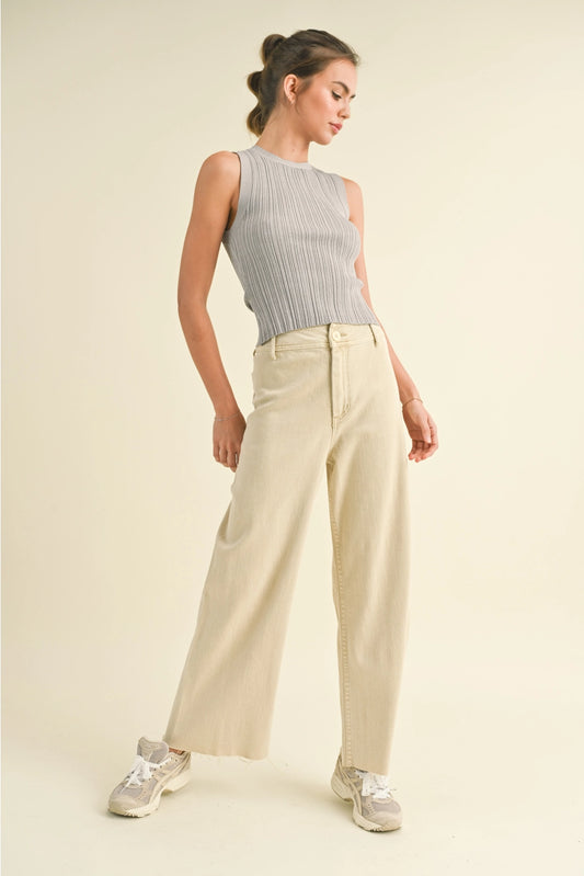 Wide Leg Beige Pants